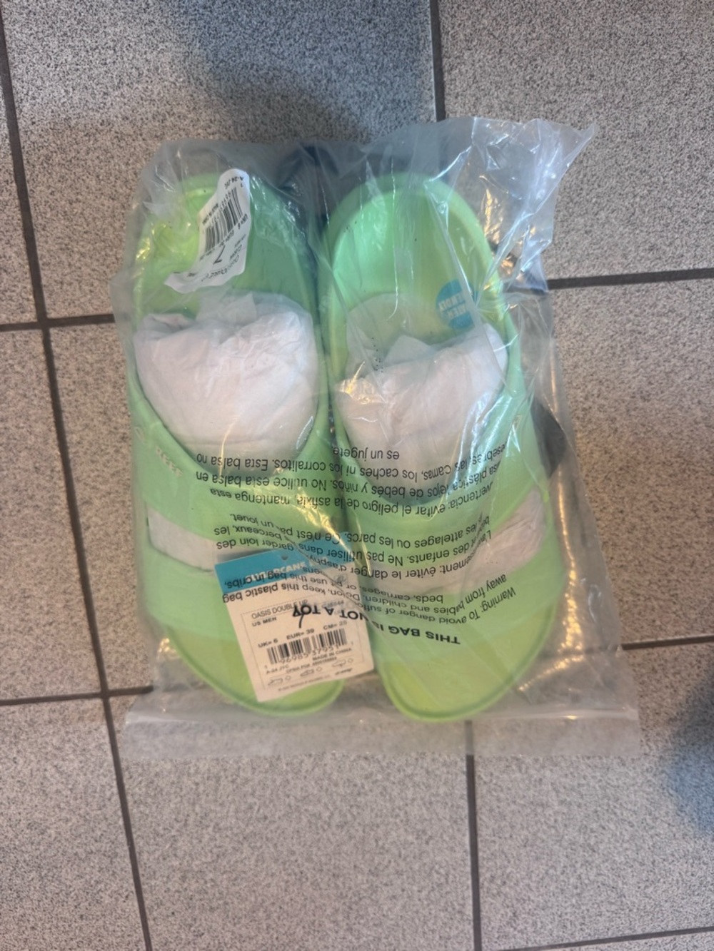 Reef Neon Lime Slide Sandals
